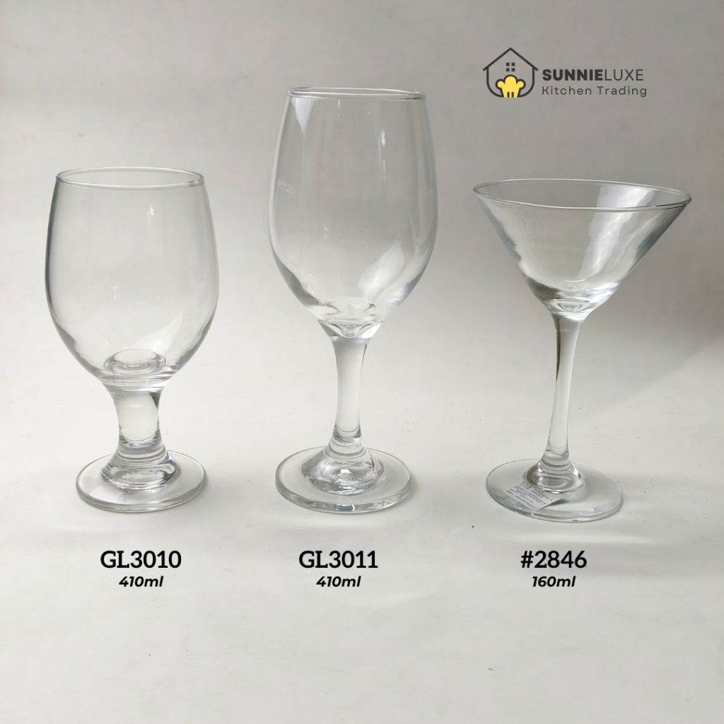 martini glass, water goblets