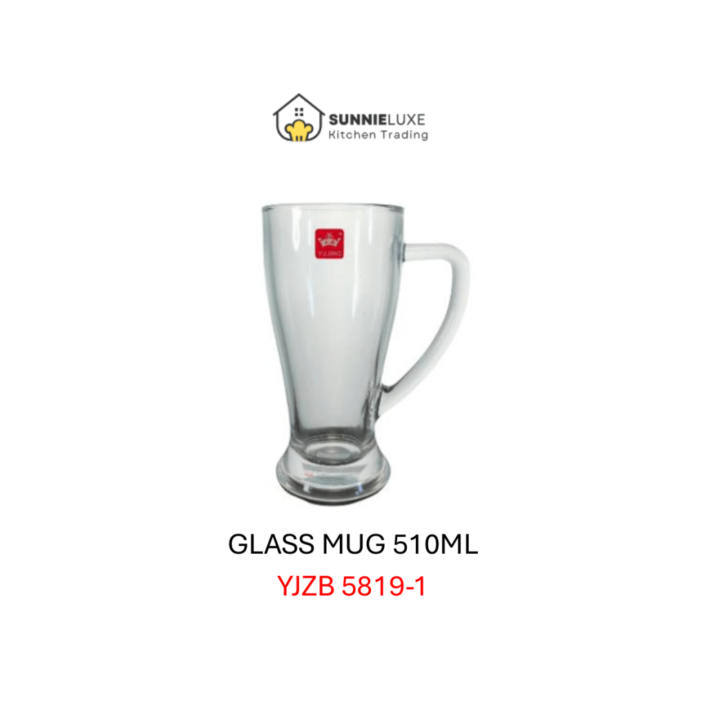 Tall and elegant glass beer mug with minimalist design for refined beer tasting.