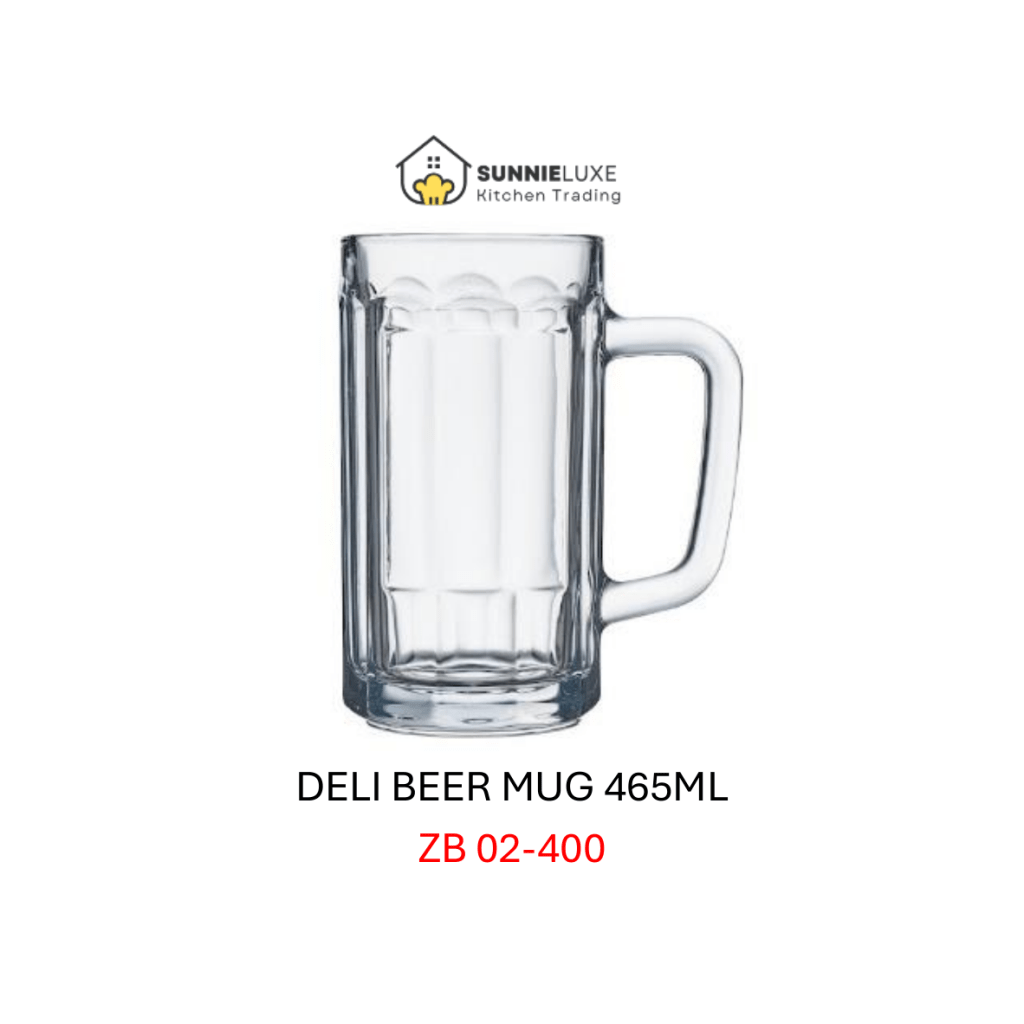 Vintage German-style glass beer stein with embossed design and rustic feel.