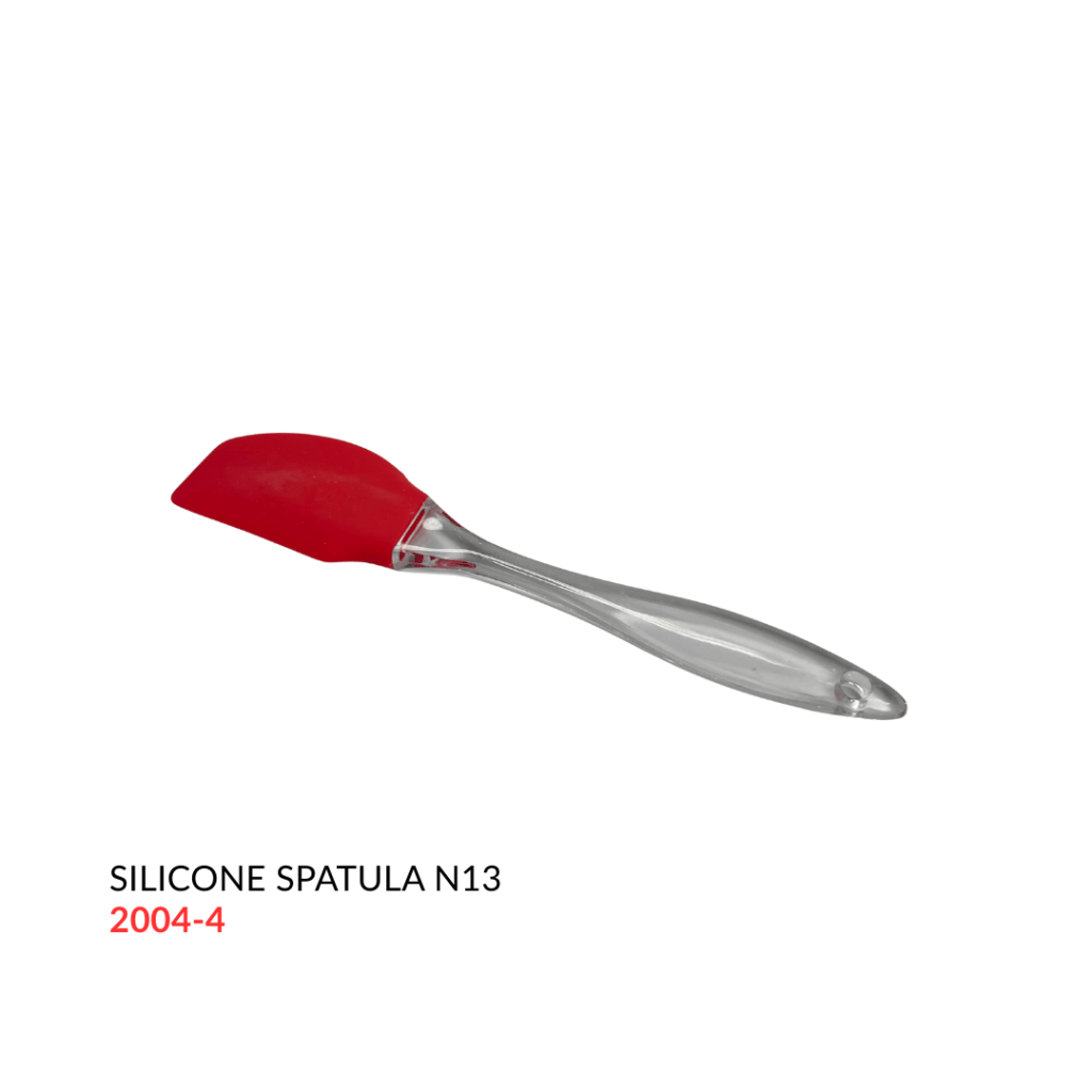 Red silicone spatula with a transparent handle