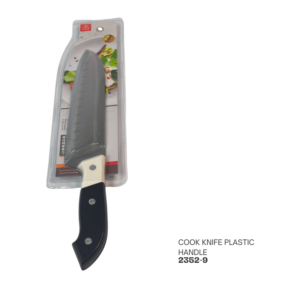 Cook knife with a plastic handle, displayed in packaging.