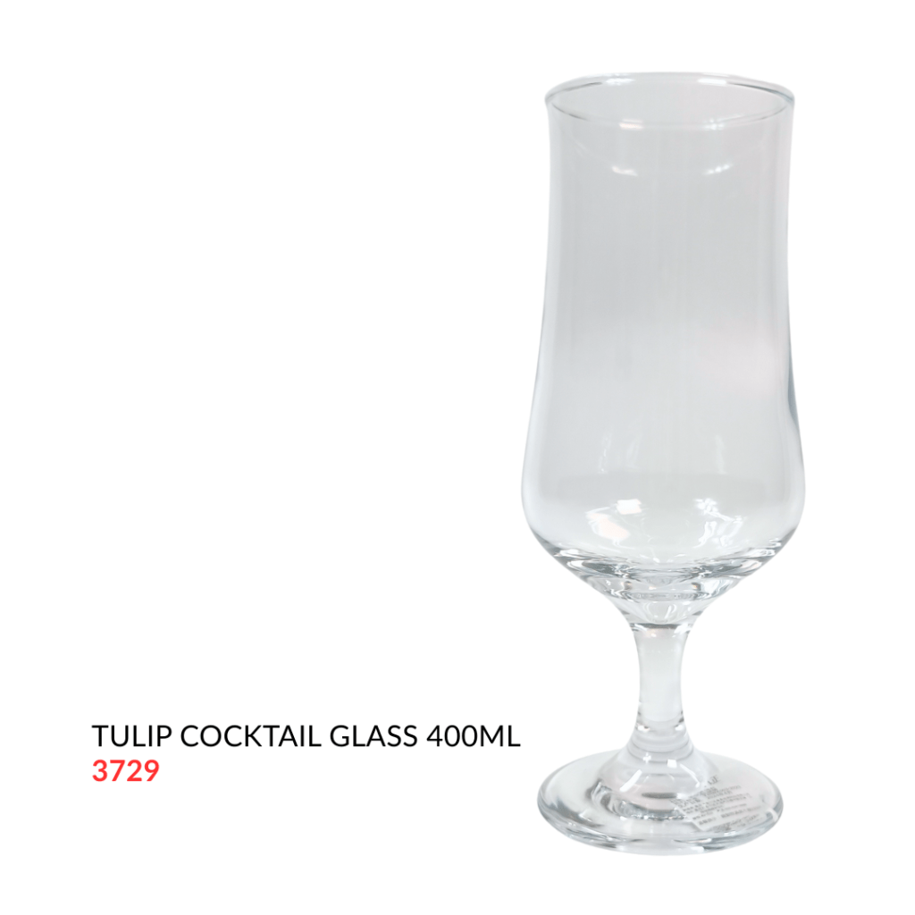 A tulip cocktail glass with a 400ml capacity, featuring a stylish shape and a footed base.