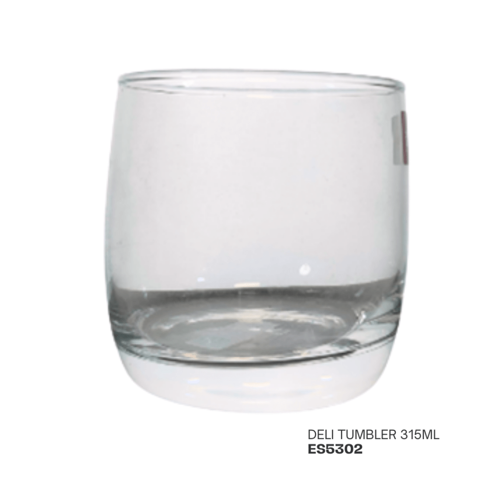 Clear glass deli tumbler with a capacity of 315ml.