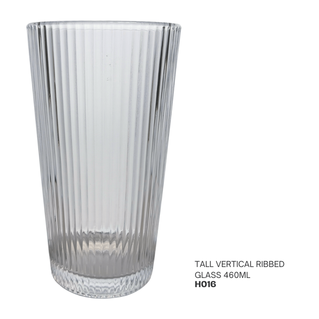 Tall vertical ribbed glass 460ml