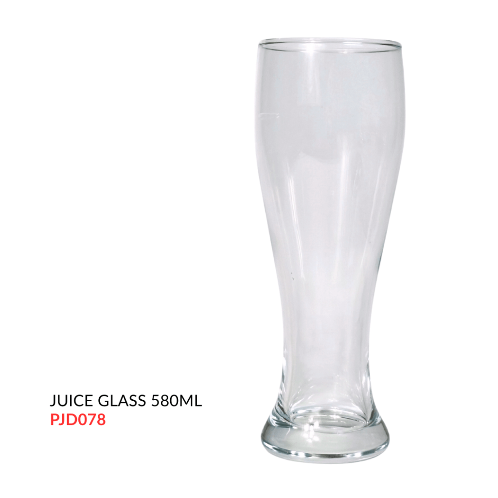 Clear 580ml juice glass with a slim, modern design