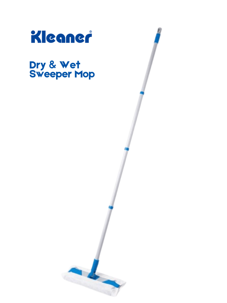 Kleaner Dry & Wet Sweeper Mop with a long handle and a flat cleaning head.