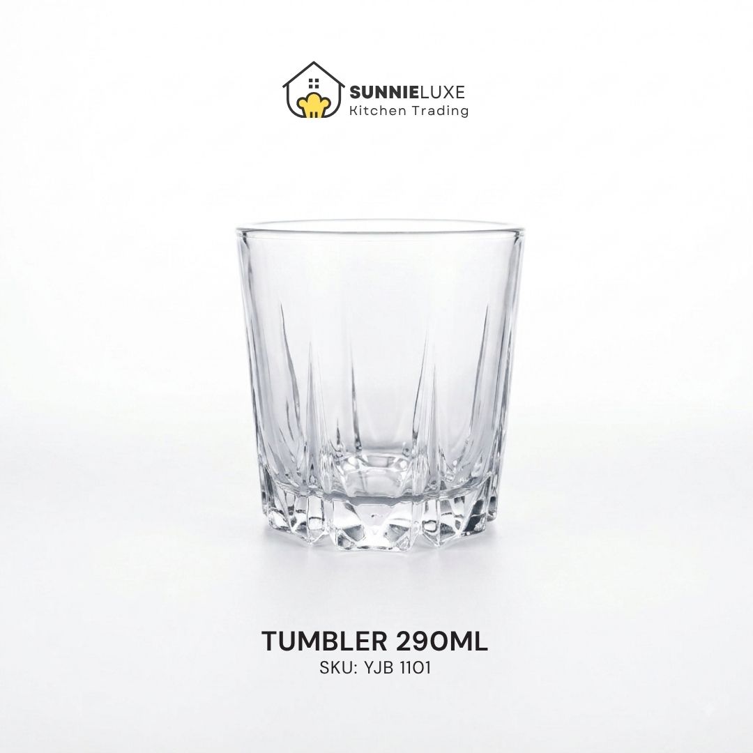YJB1101 Clear 290ml tumbler labeled SKU YJB 1101